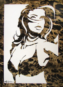 Original Art , Female Figure in Mixed Media (handmade paper on paper & Metallic Paint "Gail" by Marcy Ann Villafaña