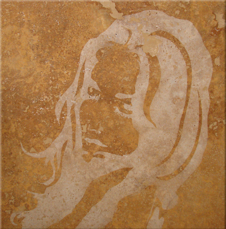 Original Art , Female Figure in Travertine(sand blast "After" by Marcy Ann Villafaña