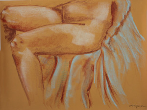 Original Art , Bone study - Pastel "BLEU CHAIR" by Marcy Ann Villafaña "JUST the LEGS" 25" x 19" Pastels 2013